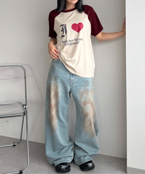 sedacle(セダクル)の「スラブシアーIラブTEE(Tシャツ/カットソー・レディース・ブラック/ボルドー・SMALL/MEDIUM/LARGE)」の15枚目の写真