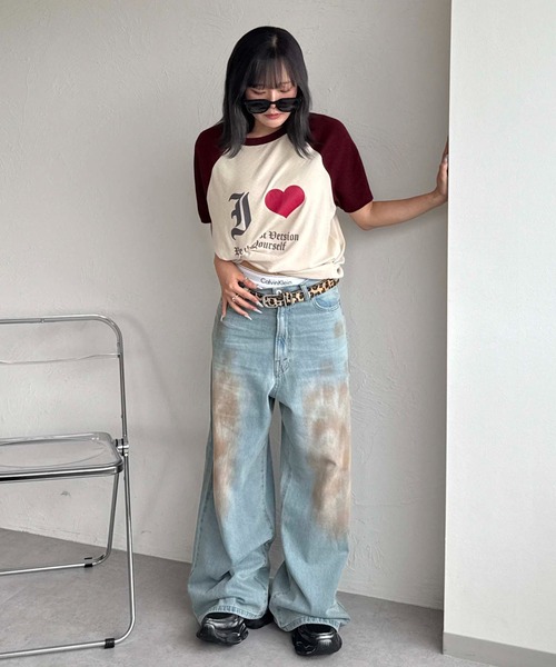 sedacle(セダクル)の「スラブシアーIラブTEE(Tシャツ/カットソー・レディース・ブラック/ボルドー・SMALL/MEDIUM/LARGE)」の18枚目の写真