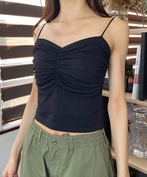 シャーリング 美デコルテ クロップド丈 キャミソール 夏服