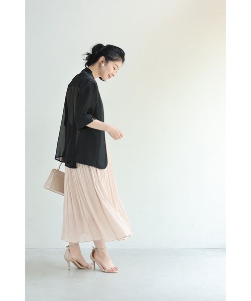cawaii(カワイイ)の「(黒)バックシアーベールのキレイめ艶ジャケット(ノーカラージャケット・レディース・ブラック・FREE)」の9枚目の写真
