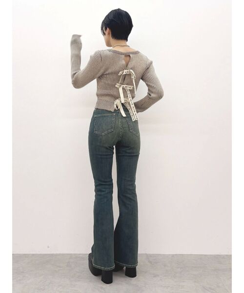 EVRIS（エヴリス）の「ヴィンテージライクストレッチフレアデニムパンツ（デニムパンツ・レディース・ブラック/インディゴブルー・SMALL/MEDIUM/X-SMALL）」の11枚目の写真