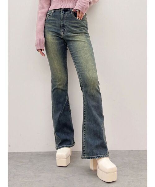 EVRIS（エヴリス）の「ヴィンテージライクストレッチフレアデニムパンツ（デニムパンツ・レディース・ブラック/インディゴブルー・SMALL/MEDIUM/X-SMALL）」の14枚目の写真