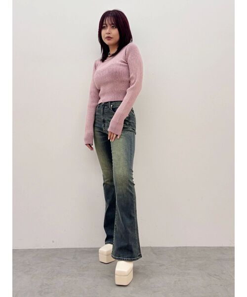 EVRIS（エヴリス）の「ヴィンテージライクストレッチフレアデニムパンツ（デニムパンツ・レディース・ブラック/インディゴブルー・SMALL/MEDIUM/X-SMALL）」の15枚目の写真