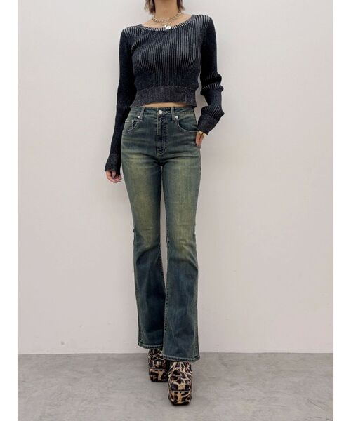 EVRIS（エヴリス）の「ヴィンテージライクストレッチフレアデニムパンツ（デニムパンツ・レディース・ブラック/インディゴブルー・SMALL/MEDIUM/X-SMALL）」の17枚目の写真