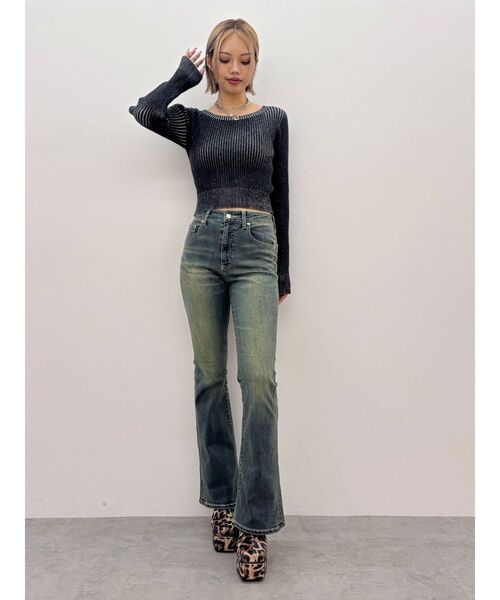 EVRIS（エヴリス）の「ヴィンテージライクストレッチフレアデニムパンツ（デニムパンツ・レディース・ブラック/インディゴブルー・SMALL/MEDIUM/X-SMALL）」の19枚目の写真