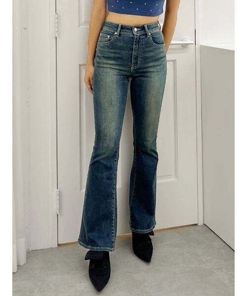 EVRIS（エヴリス）の「ヴィンテージライクストレッチフレアデニムパンツ（デニムパンツ・レディース・ブラック/インディゴブルー・SMALL/MEDIUM/X-SMALL）」の21枚目の写真