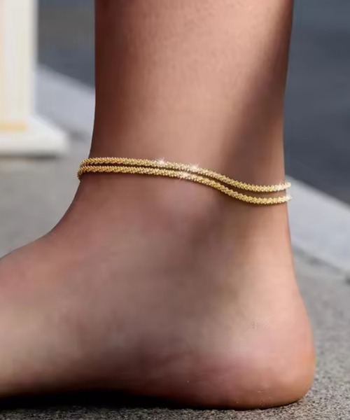 TONE SELECT GOODS（トーンセレクトグッズ）の「urbanfemine./2連チェーンアンクレット U7572（アンクレット・レディース・ホワイトゴールド/イエローゴールド・FREE）」の4枚目の写真