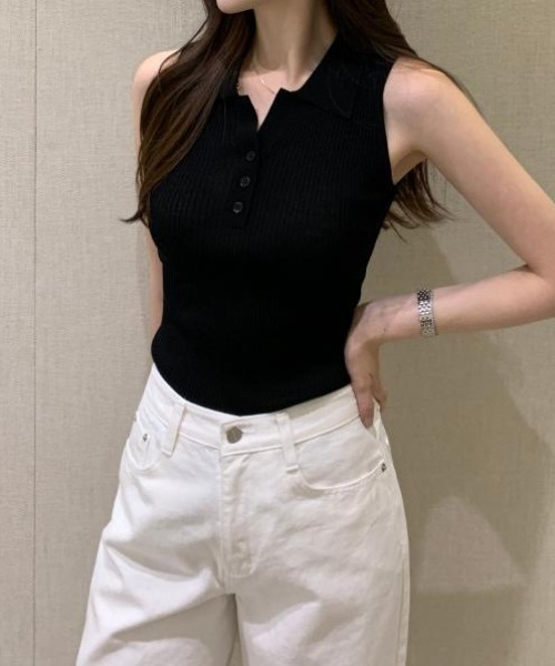 FOXEY　Monochrome　ノースリーブニットトップス FOXEY BOUTIQUE(フォクシー) Monochrome ノースリーブニット