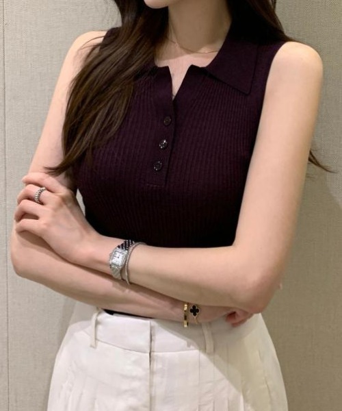 セール】ノースリーブニットトップス（ニット/セーター
