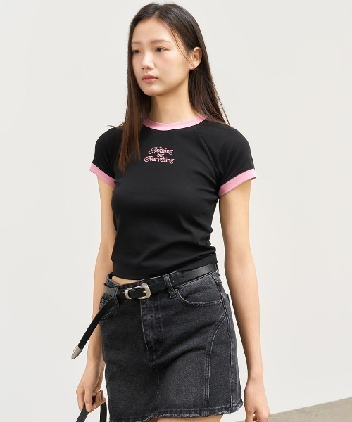GENERAL IDEA(ジェネラルアイデア)の「GENERAL IDEA/ジェネラルアイディア raglan crop ringer t-shirts Tシャツ(Tシャツ/カットソー・レディース・ブラック/ブルー/イエロー・S/M/L)」の5枚目の写真