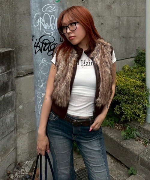 【ACLENT】2025AW マルチWAYスタンドカラーFaux ファーベスト マルチWAYスタンドカラーFauxファーベスト｜ACLENT（アクレント）