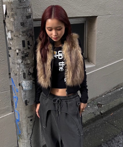 マルチWAYスタンドカラーFauxファーベスト（その他アウター）｜ACLENT