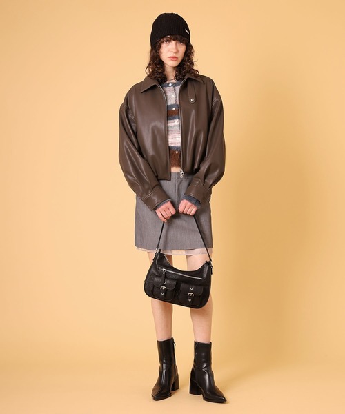 バルーンフェイクレザージャケット 秋服・冬服（ブルゾン