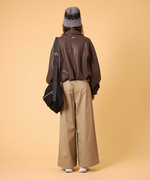 DISPATCHER NO.8(ディスパッチャーナンバーエイト)の「バルーンフェイクレザージャケット 秋服・冬服(ブルゾン・レディース・ブラウン/ブラック・ONE SIZE)」の14枚目の写真
