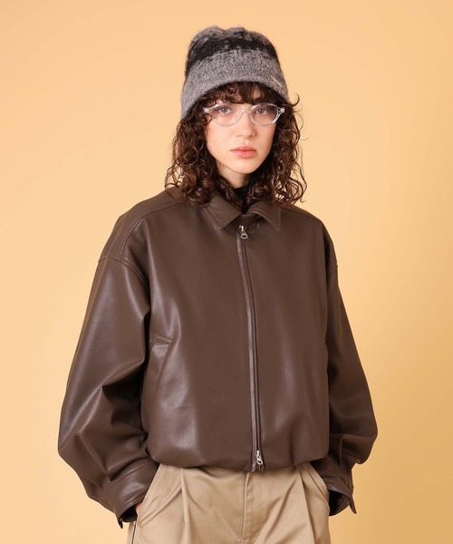 DISPATCHER NO.8(ディスパッチャーナンバーエイト)の「バルーンフェイクレザージャケット 秋服・冬服(ブルゾン・レディース・ブラウン/ブラック・ONE SIZE)」の15枚目の写真