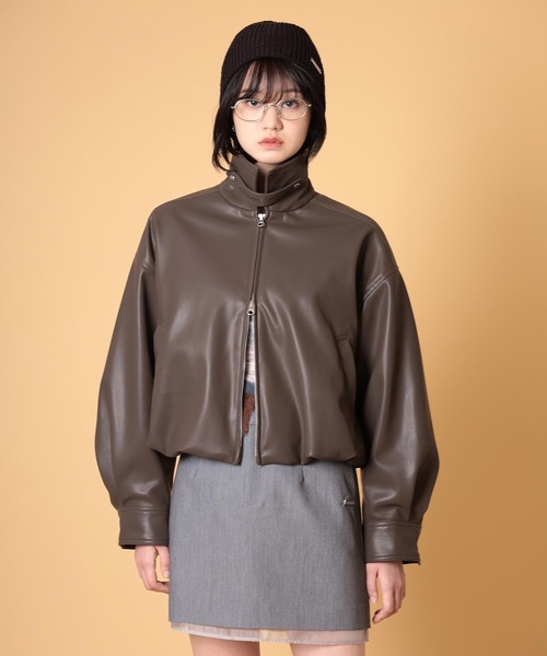 バルーンフェイクレザージャケット 秋服・冬服（ブルゾン
