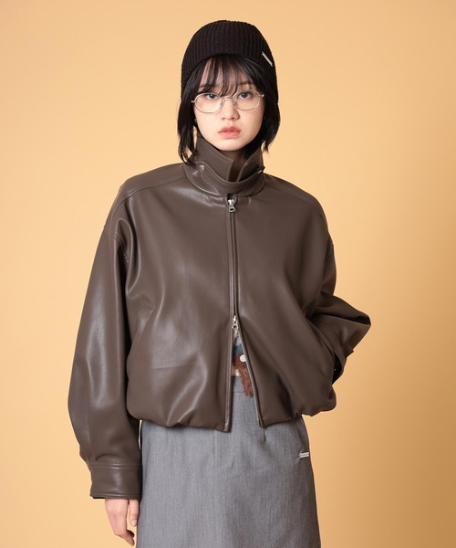 バルーンフェイクレザージャケット 秋服・冬服（ブルゾン
