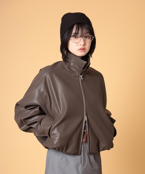 バルーンフェイクレザージャケット 秋服・冬服（ブルゾン