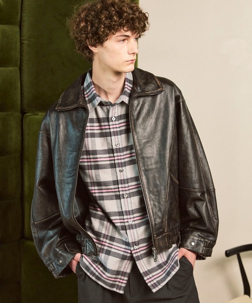 UNISEX》Sheep Leather Stand Collar Blouson/シープレザー