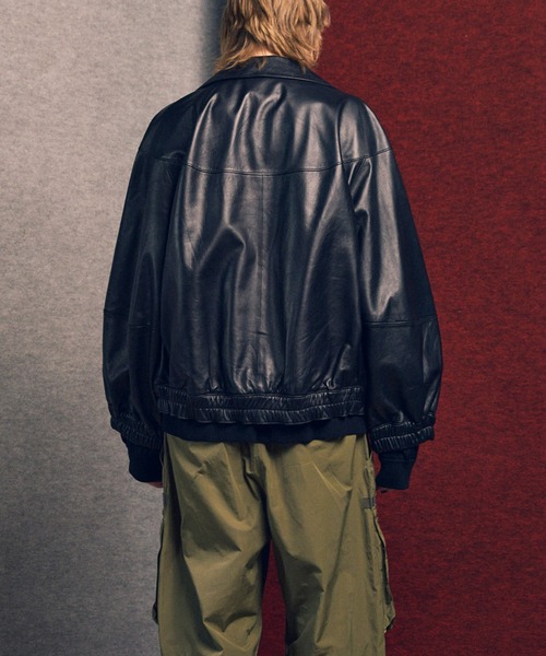 UNISEX》Sheep Leather Stand Collar Blouson/シープレザースタンド