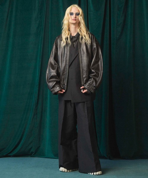 UNISEX》Sheep Leather Stand Collar Blouson/シープレザースタンド