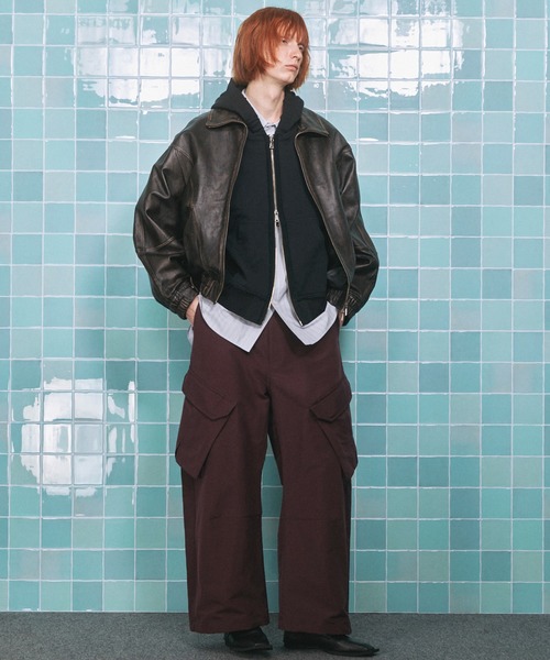 UNISEX》Sheep Leather Stand Collar Blouson/シープレザースタンド