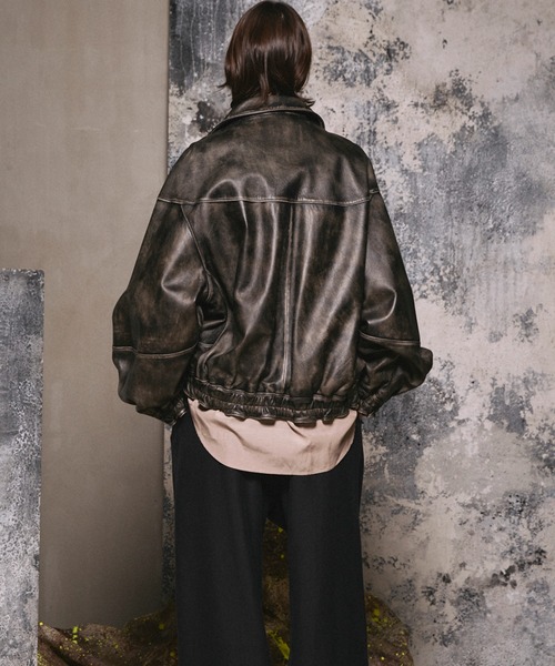 UNISEX》Sheep Leather Stand Collar Blouson/シープレザースタンド