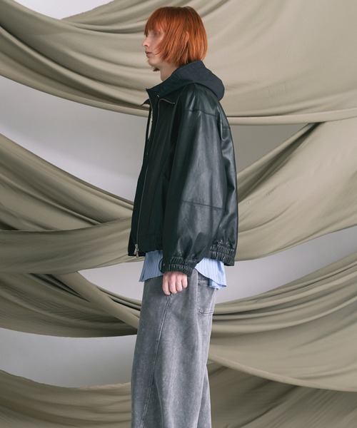 MAISON SPECIAL（メゾンスペシャル）の「《UNISEX》Sheep Leather Stand Collar Blouson/シープレザースタンドカラーブルゾン【MAISON SPECIAL/メゾンスペシャル】（ブルゾン・メンズ・ブラック/ダークブラック/ブラウン・0/1/2）」の20枚目の写真