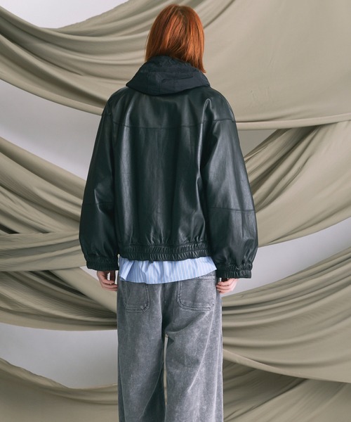 UNISEX》Sheep Leather Stand Collar Blouson/シープレザースタンド