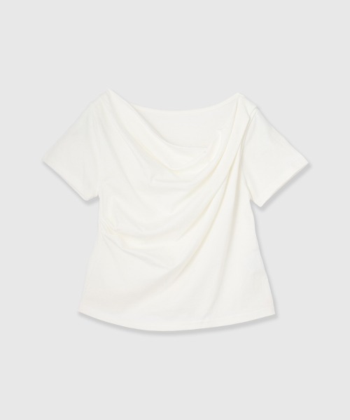 VICKY（ビッキー）の「アシンメトリードレープカットソー≪手洗い可能≫（Tシャツ/カットソー・レディース・ブラック/ライトグレー/オフホワイト・M）」の5枚目の写真