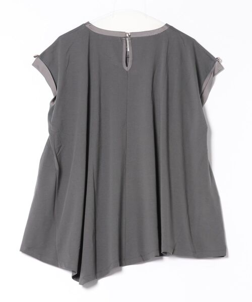 STYLEBLOCK（スタイルブロック）の「サテン部分使いアシメチュニックTシャツ（Tシャツ/カットソー・レディース・チャコールグレー/ブラウン・M）」の7枚目の写真
