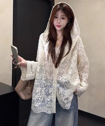 gossip！ロサンゼルス（ゴシップロサンゼルス）の「フロッキーレース フードデザインブラウス（カーディガン/ボレロ）」
