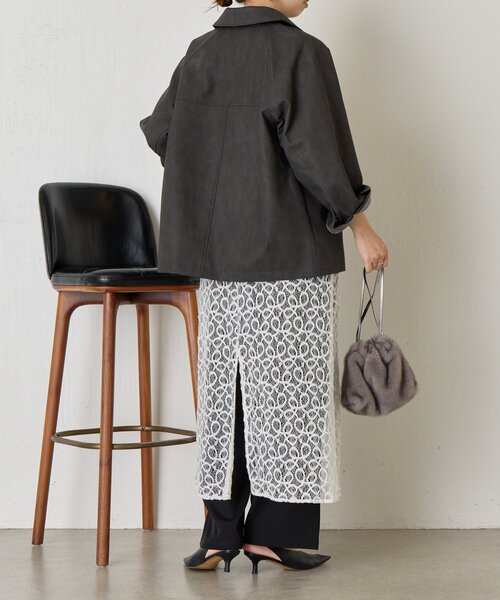 Jena espace merveilleux（ジェナ　エスパスメルヴェイユ）の「フェイクレザージャケット（その他アウター・レディース・チャコールグレー/ベージュ・FREE）」の5枚目の写真