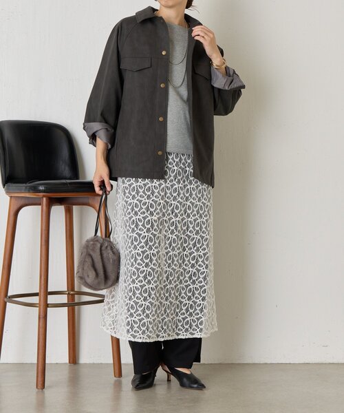 Jena espace merveilleux（ジェナ　エスパスメルヴェイユ）の「フェイクレザージャケット（その他アウター・レディース・チャコールグレー/ベージュ・FREE）」の6枚目の写真