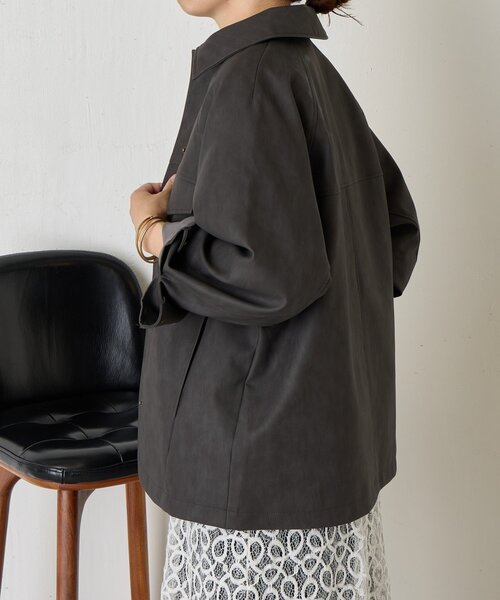 Jena espace merveilleux（ジェナ　エスパスメルヴェイユ）の「フェイクレザージャケット（その他アウター・レディース・チャコールグレー/ベージュ・FREE）」の9枚目の写真