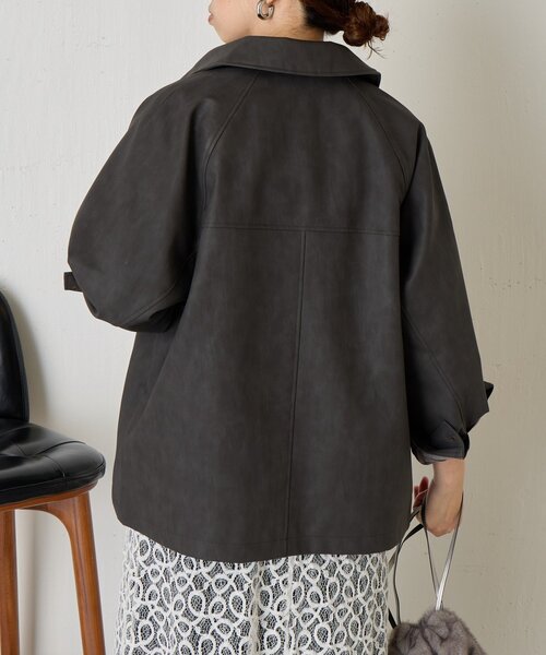 Jena espace merveilleux（ジェナ　エスパスメルヴェイユ）の「フェイクレザージャケット（その他アウター・レディース・チャコールグレー/ベージュ・FREE）」の10枚目の写真