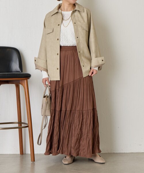 Jena espace merveilleux（ジェナ　エスパスメルヴェイユ）の「フェイクレザージャケット（その他アウター・レディース・チャコールグレー/ベージュ・FREE）」の11枚目の写真