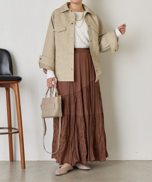 Jena espace merveilleux（ジェナ　エスパスメルヴェイユ）の「フェイクレザージャケット（その他アウター・レディース・チャコールグレー/ベージュ・FREE）」の12枚目の写真