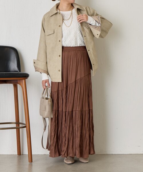 Jena espace merveilleux（ジェナ　エスパスメルヴェイユ）の「フェイクレザージャケット（その他アウター・レディース・チャコールグレー/ベージュ・FREE）」の13枚目の写真