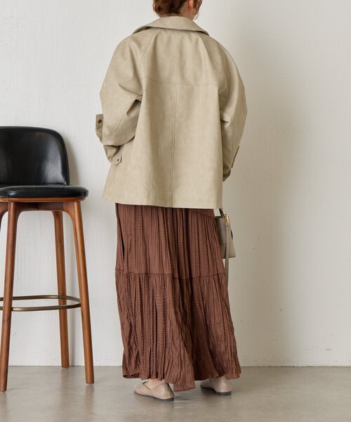 Jena espace merveilleux（ジェナ　エスパスメルヴェイユ）の「フェイクレザージャケット（その他アウター・レディース・チャコールグレー/ベージュ・FREE）」の14枚目の写真