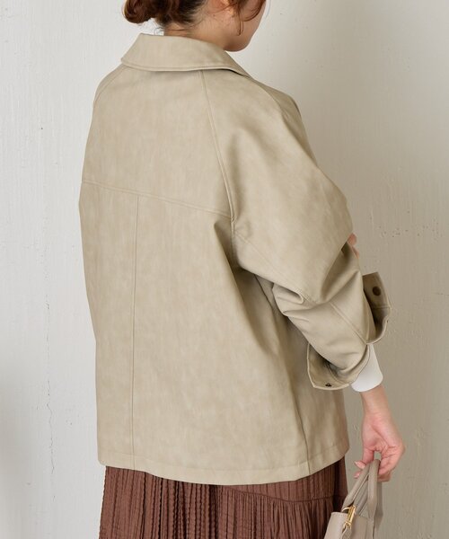 Jena espace merveilleux（ジェナ　エスパスメルヴェイユ）の「フェイクレザージャケット（その他アウター・レディース・チャコールグレー/ベージュ・FREE）」の17枚目の写真