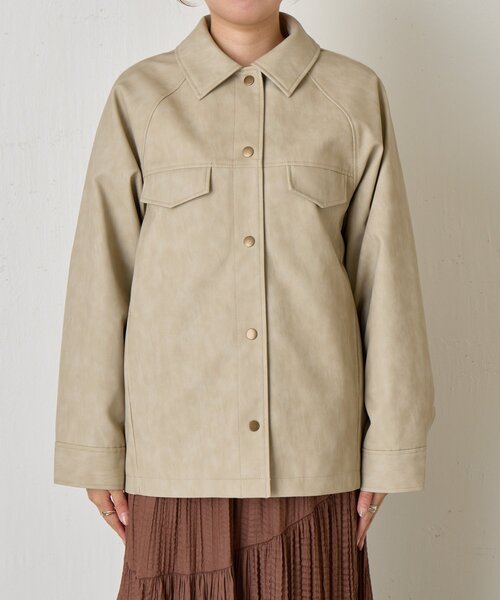 Jena espace merveilleux（ジェナ　エスパスメルヴェイユ）の「フェイクレザージャケット（その他アウター・レディース・チャコールグレー/ベージュ・FREE）」の18枚目の写真