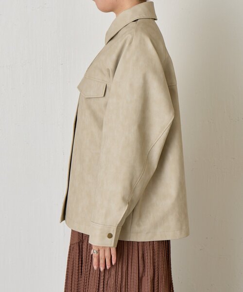 Jena espace merveilleux（ジェナ　エスパスメルヴェイユ）の「フェイクレザージャケット（その他アウター・レディース・チャコールグレー/ベージュ・FREE）」の19枚目の写真