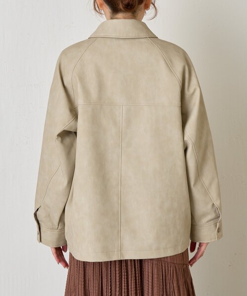 Jena espace merveilleux（ジェナ　エスパスメルヴェイユ）の「フェイクレザージャケット（その他アウター・レディース・チャコールグレー/ベージュ・FREE）」の20枚目の写真