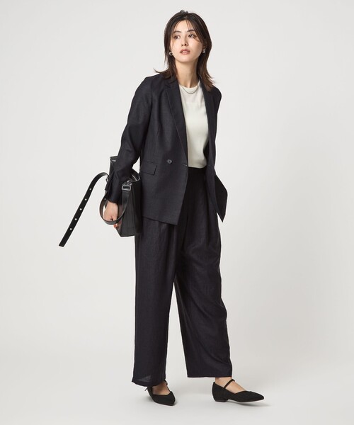 green label relaxing（グリーンレーベルリラクシング）の「ライト エアリー ダブル ジャケット（テーラードジャケット・レディース・ダークブラウン/ネイビー・36/38）」の6枚目の写真