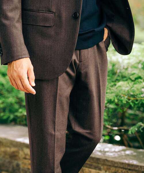 EDIFICE(エディフィス)の「SUPER 120’s ウールサキソニー テーパードパンツ【セットアップ着用可能】(スラックス・メンズ・ダークブルー/ネイビー/グリーン系その他/ベージュ系その他/ブラウン/ブラック/チャコールグレー・XX-LARGE/X-LARGE/LARGE/MEDIUM/SMALL/X-SMALL)」の4枚目の写真