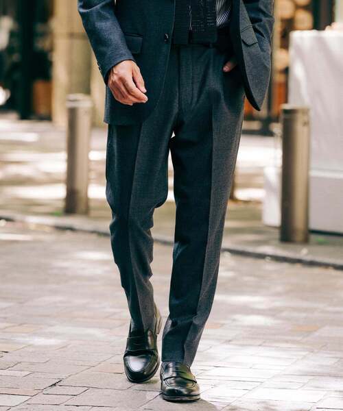 SUPER 120's ウールサキソニー テーパードパンツ【セットアップ着用