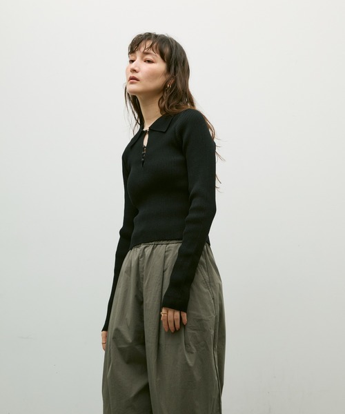 Lutim by u（ルチバイユー）の「Long sleeve polo collar rib tops