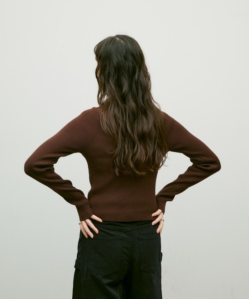 トップス ENEU polo rib knit Women's Taupe Rib-Knit Turtleneck Sweater | H&M CA