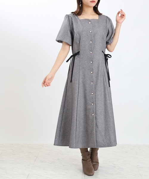 ASTORIA ODIER（アストリアオディール）の「サイドリボンバルーンスリーブワンピース（ワンピース・レディース・ブラック/ブラウン・MEDIUM/LARGE）」の3枚目の写真